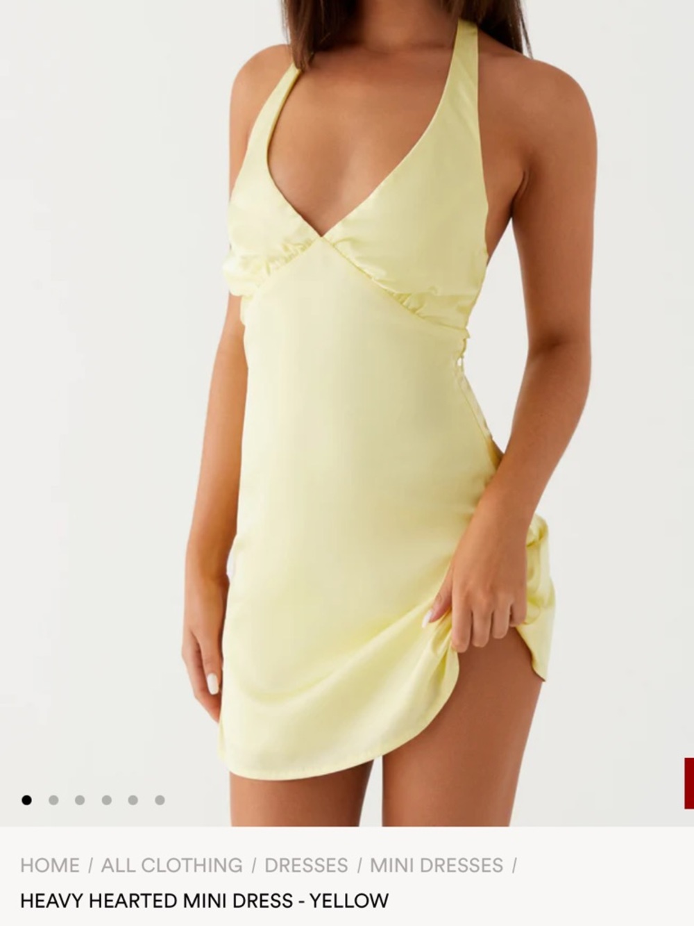 Peppermayo Yellow Satin Halter Mini Dress